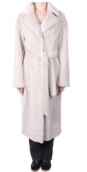 雑誌掲載人気商品　エコファーコート　ベルト付き（２色）