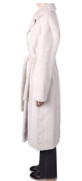 雑誌掲載人気商品　エコファーコート　ベルト付き（２色）