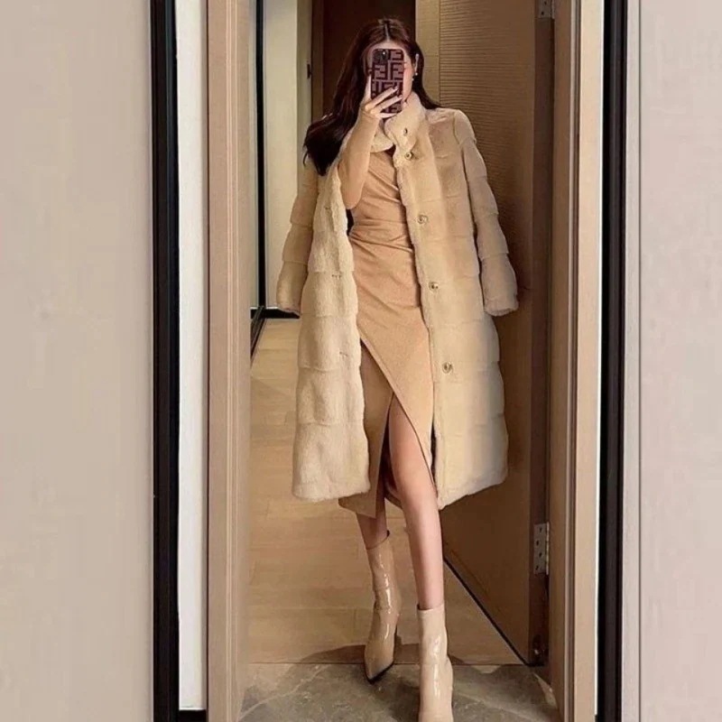 メガ割 25新作ミドル丈 人工ファー コート スタンド襟 フリース チェスターコート ふわふわ 厚手 アウター ボア ムートン メガ割 メガ割 25新作ミドル丈 人工ファー コート スタンド襟 フリース チェスターコート ふわふわ 厚手 アウター ボア ムートン メガ割