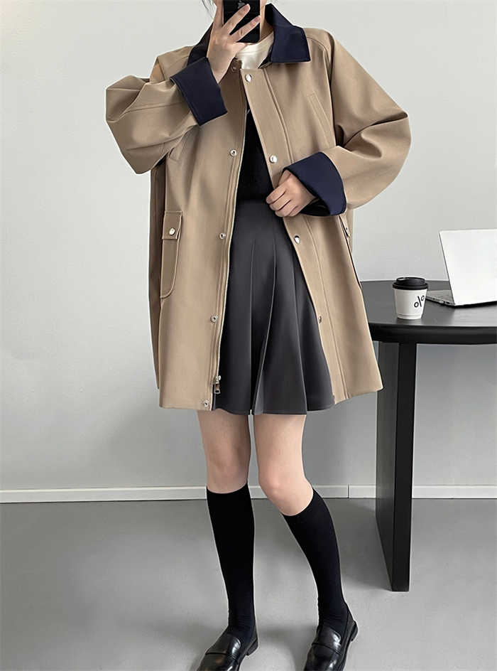 トレンチコート レディース 春 スプリングコート アウター チュニック カーディガン 羽織り トレンチ ジャケット コート 無地 シンプル 長袖 おしゃれ きれいめ カジュアル 体型カバー 上品 通勤