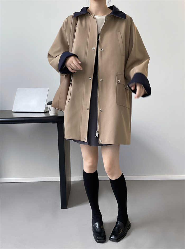 トレンチコート レディース 春 スプリングコート アウター チュニック カーディガン 羽織り トレンチ ジャケット コート 無地 シンプル 長袖 おしゃれ きれいめ カジュアル 体型カバー 上品 通勤