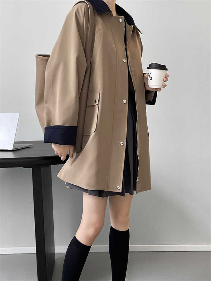 トレンチコート レディース 春 スプリングコート アウター チュニック カーディガン 羽織り トレンチ ジャケット コート 無地 シンプル 長袖 おしゃれ きれいめ カジュアル 体型カバー 上品 通勤