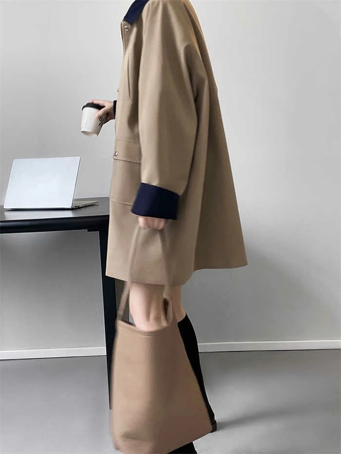 トレンチコート レディース 春 スプリングコート アウター チュニック カーディガン 羽織り トレンチ ジャケット コート 無地 シンプル 長袖 おしゃれ きれいめ カジュアル 体型カバー 上品 通勤