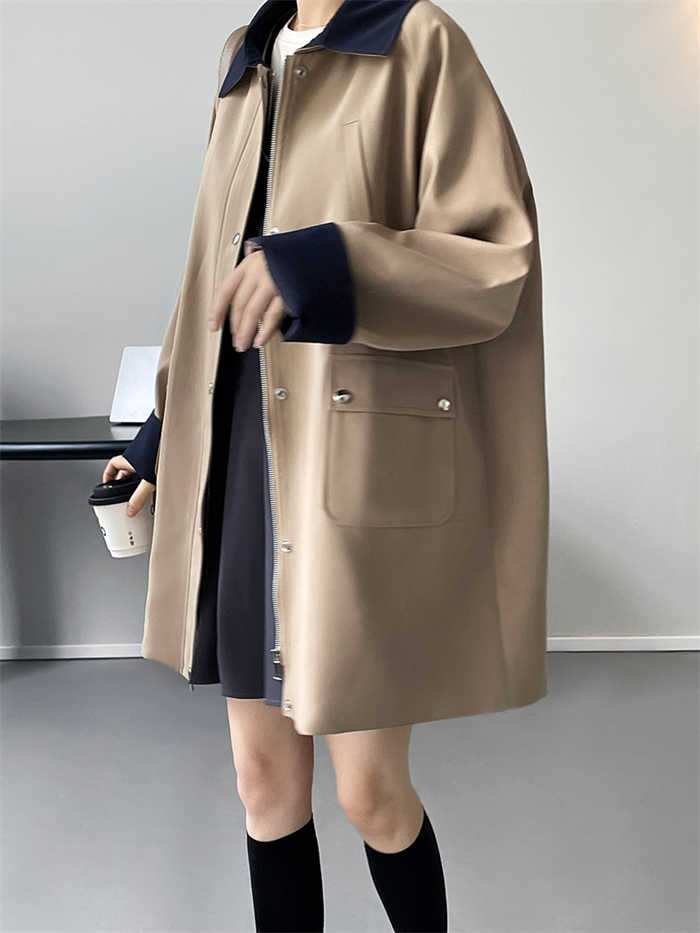 トレンチコート レディース 春 スプリングコート アウター チュニック カーディガン 羽織り トレンチ ジャケット コート 無地 シンプル 長袖 おしゃれ きれいめ カジュアル 体型カバー 上品 通勤