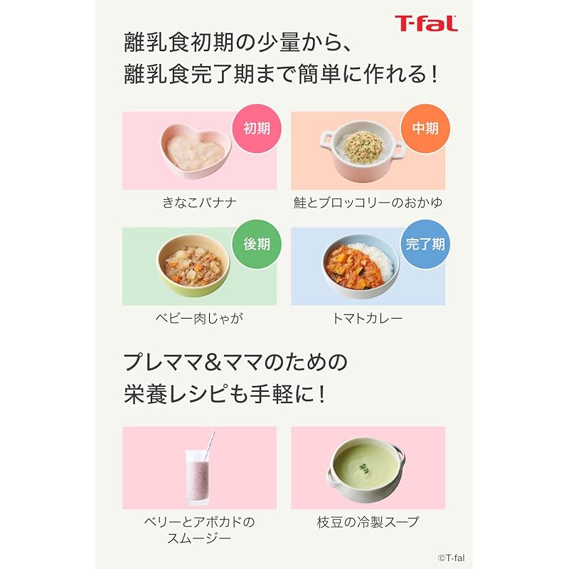 【即納】ティファール ハンドブレンダー 1台3役 離乳食づくり/つぶす/混ぜる 「ハンドブレンダー べビー ライトグレー」 レシピブック付き HB65GDJP