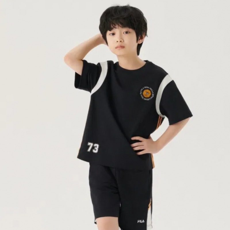 [FILA KIDS] バスケットボールワッテントップ&ボトムセットアップ (FK2FSG2602M_BLK) Q0ZFK2FSG2602MBLK