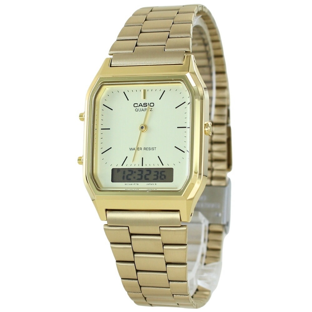 ペアウォッチ カシオ スタンダード 腕時計 手表 ペア 腕時計ボックス付き アナログデタル 角型 ゴールド 男女兼用 お揃い シンプル メタルバンド 時計 ブランド 誕生日プレゼント 夫婦 カップル