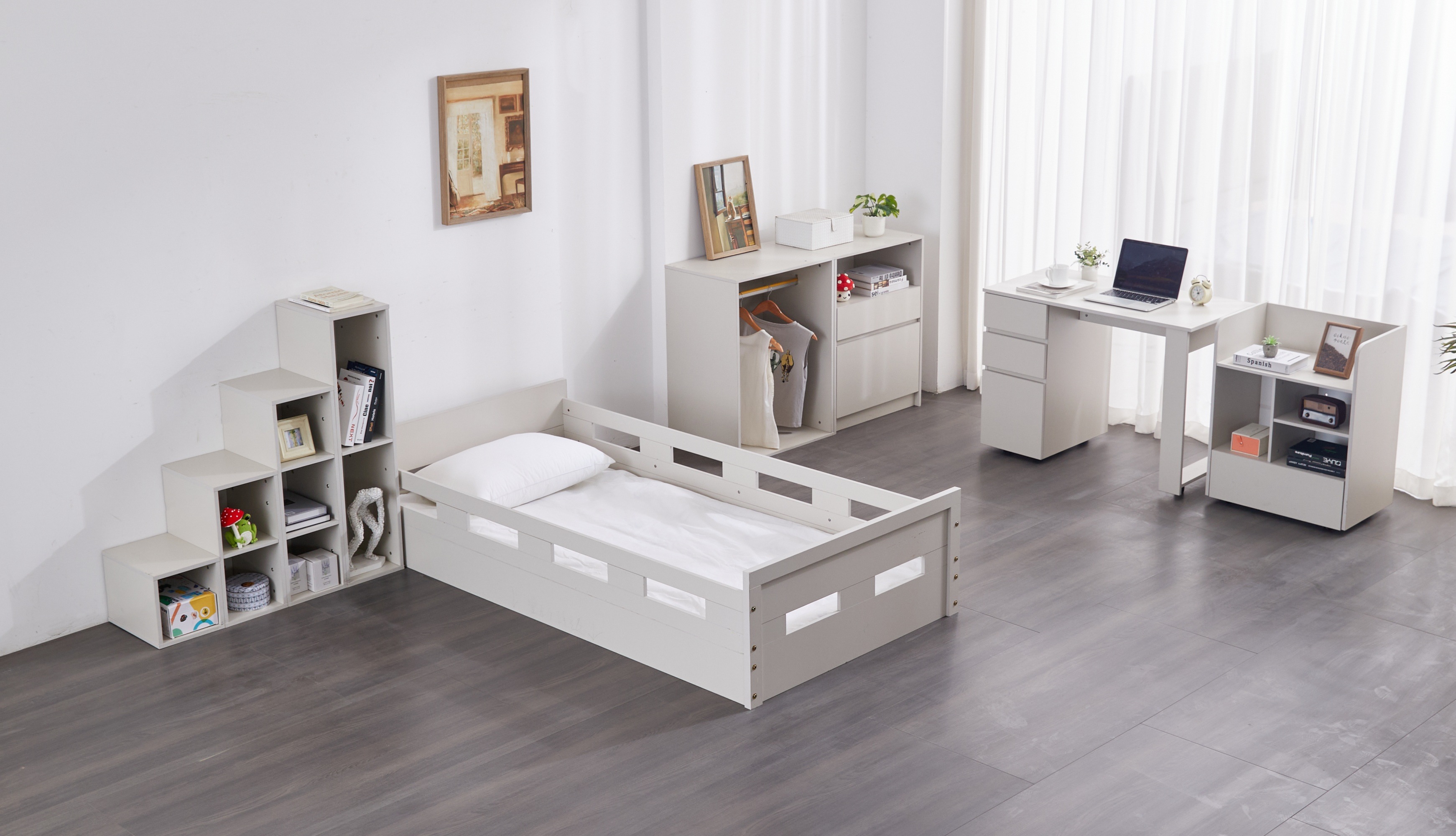 【国内発送】システムベッド階段付きロフトベッド木製シングルロータイプSデスクベッド本棚ベッド机付き本棚付き大人コンパクト収納大容量収納一人暮ら子供省ロフトベッド284