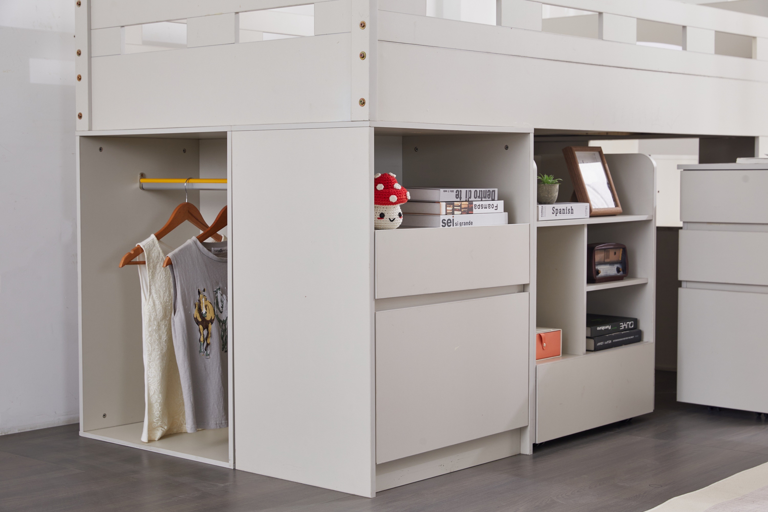 【国内発送】システムベッド階段付きロフトベッド木製シングルロータイプSデスクベッド本棚ベッド机付き本棚付き大人コンパクト収納大容量収納一人暮ら子供省ロフトベッド284