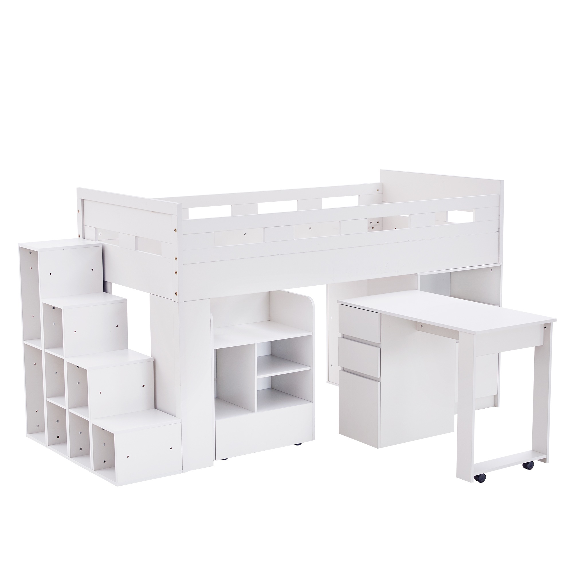 【国内発送】システムベッド階段付きロフトベッド木製シングルロータイプSデスクベッド本棚ベッド机付き本棚付き大人コンパクト収納大容量収納一人暮ら子供省ロフトベッド284