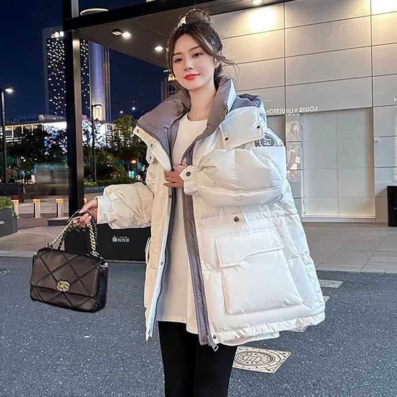 ダウン綿服女性2024年冬の新型ファッションゆるい中長タイプウエストフード付き綿服フード付きコートブーム ダウン綿服女性2024年冬の新型ファッションゆるい中長タイプウエストフード付き綿服フード付きコートブーム