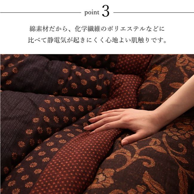 こたつ布団 厚掛け 厚手 長方形 205x245cm 表裏 コットン 綿100% 万葉 国産 日本製 こたつ布団 厚掛け 厚手 長方形 205x245cm 表裏 コットン 綿100% 万葉 国産 日本製