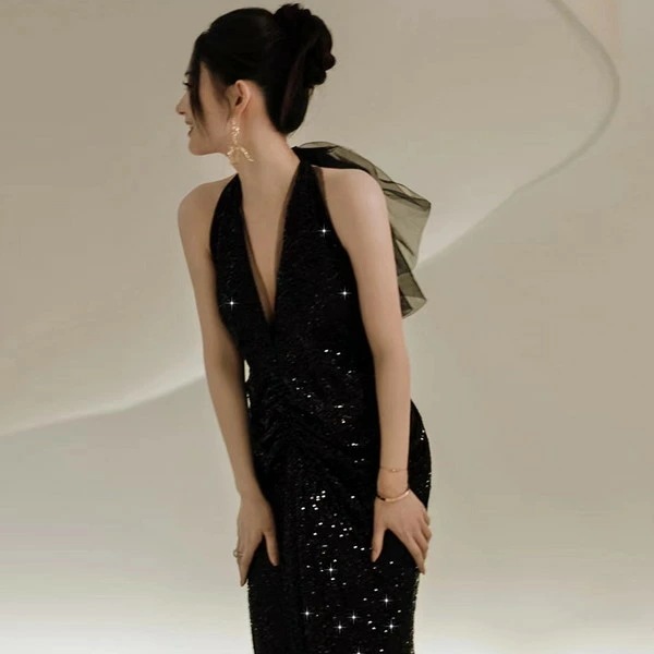 【即納】黒ドレス 結婚式 前撮り サマードレス 夏ドレス ホルターネドレス イブニングドレス ウエディングドレス ウェディングドレス 前撮りドレス 演奏会ドレス 発表会ドレス 大人 パーティードレス