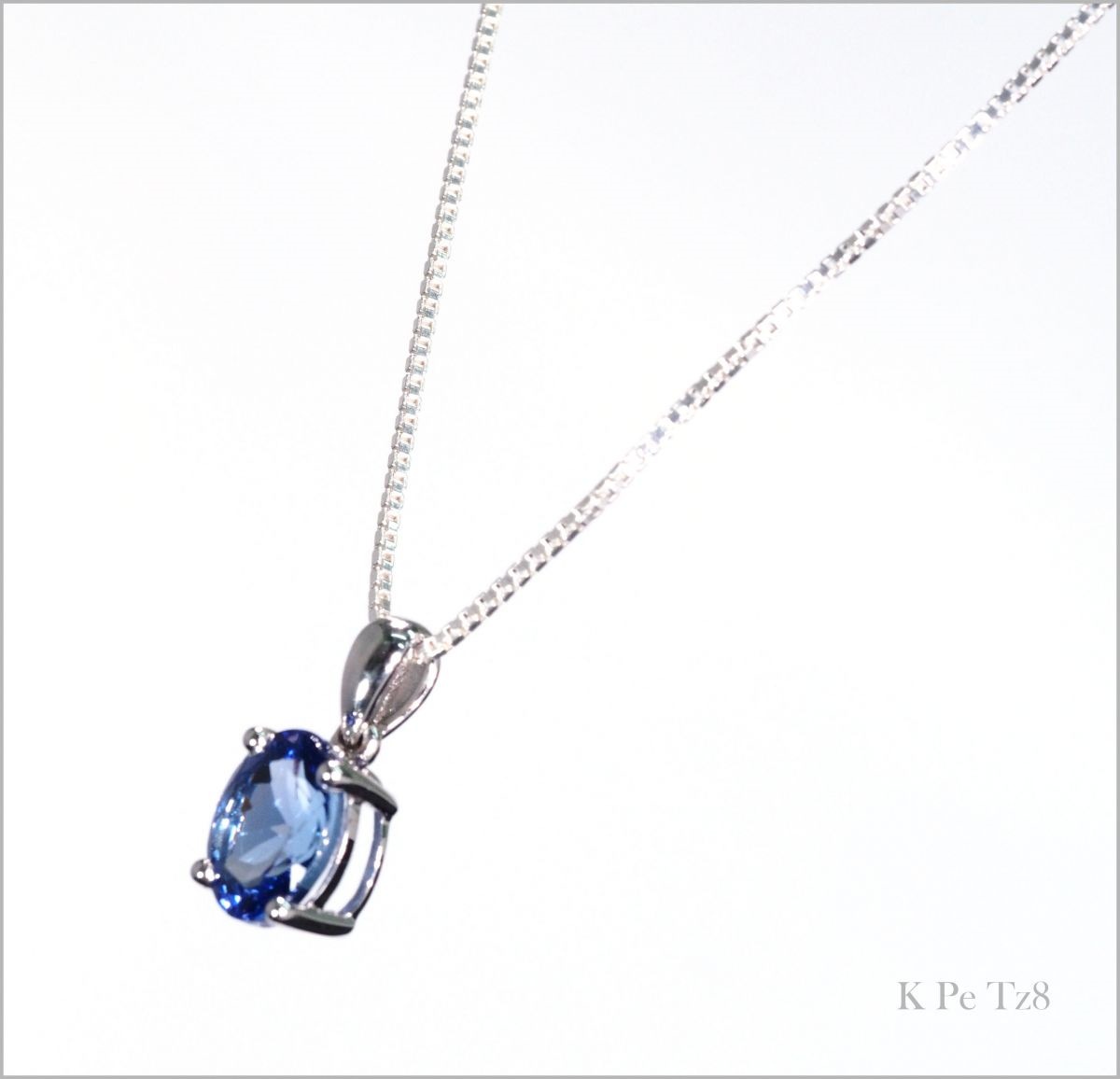 厳選 天然 タンザナイト ネックレス 大粒 K18WG 18金製品 国内生産