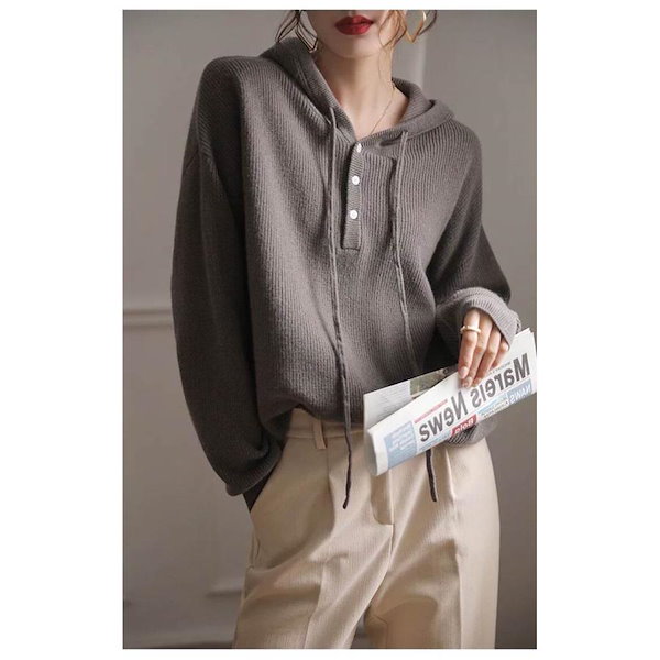 レディース トップス ニット セーター パーカー 長袖 かわいい 大人可愛い きれいめ シンプル カジュアル 上品 おしゃれ かっこいい レトロ こなれ感 ラフ