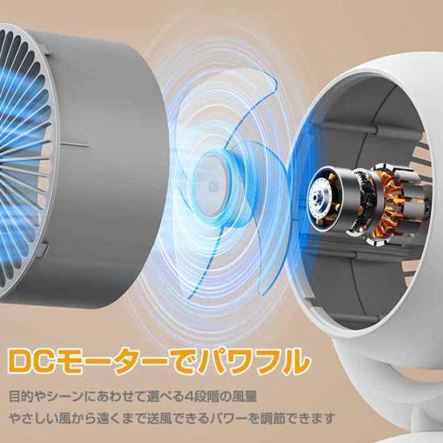 首振りサーキュレーター 卓上ファン 小型扇風機 充電式 風量4段階調節 静音設計 120度自動首振り 節電に 空気循環や換気に CCLF360 241 首振りサーキュレーター 卓上ファン 小型扇風機 充電式 風量4段階調節 静音設計 120度自動首振り 節電に 空気循環や換気に CCLF360 241