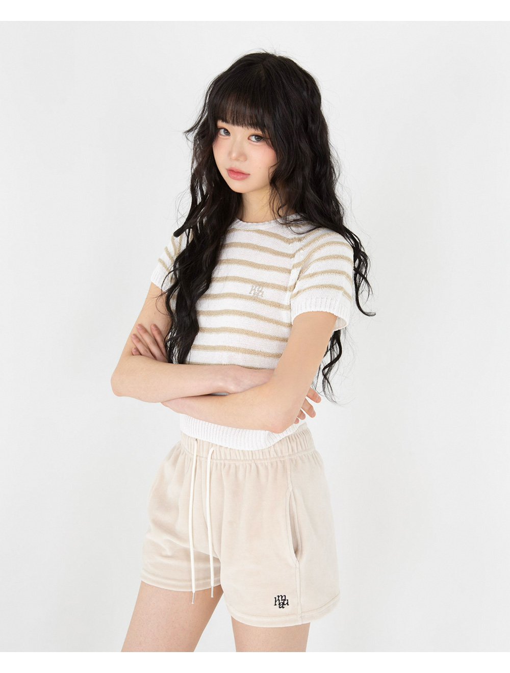 ブークレ ストライプ ラグラン ハーフニット ブークレ ストライプ ラグラン ハーフニット