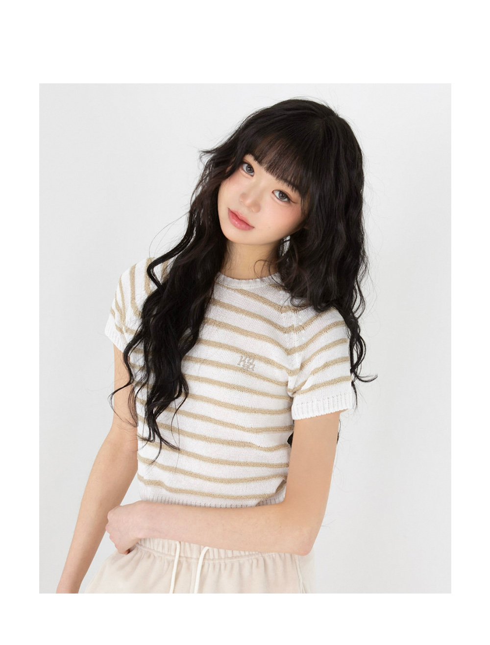 ブークレ ストライプ ラグラン ハーフニット ブークレ ストライプ ラグラン ハーフニット