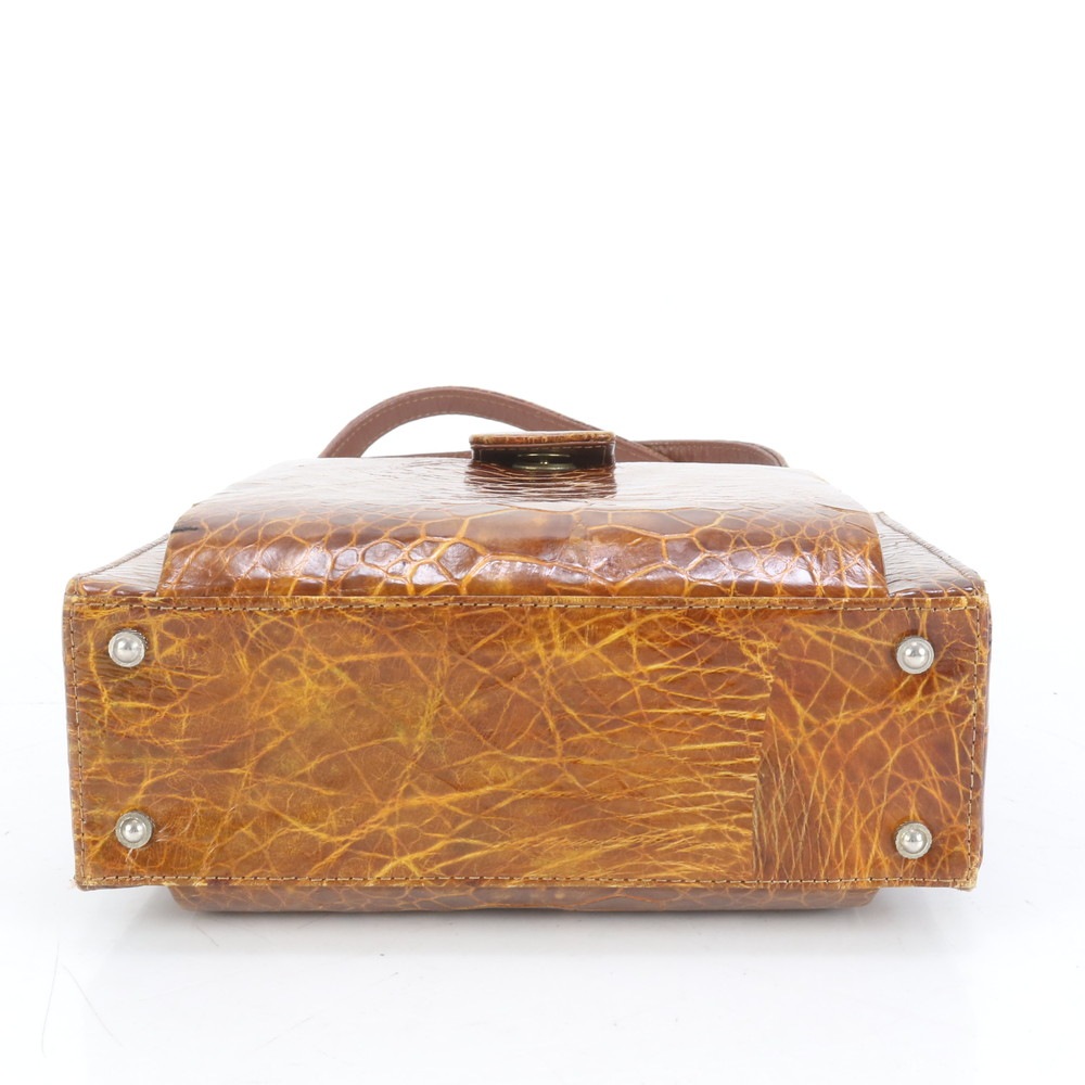 美品 希少 タートル トップハンドル レザー ハンドバッグ トート ブラウン 茶色 レディース RUE CQ9-3 中古 美品 希少 タートル トップハンドル レザー ハンドバッグ トート ブラウン 茶色 レディース RUE CQ9-3 中古