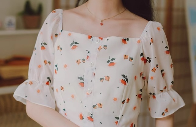 レディース ワンピース ミモレ ロング 半袖 ベルスリーブ スクエアネック Aライン フェミニン 刺繍 シフォン フリル ウエストマーク ハイウエスト 異国風 ボタン かわいい 大人可愛い きれいめ