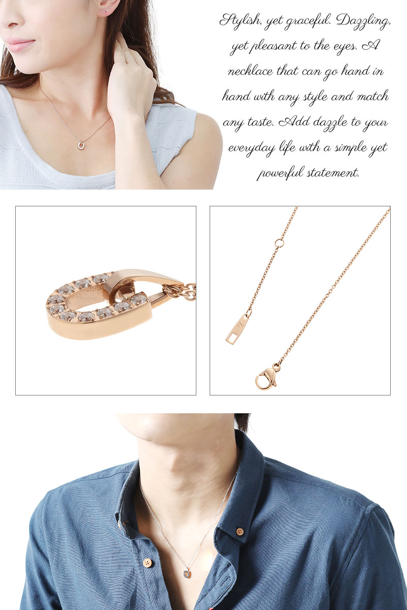 ネックレス メンズ レディース サージカルステンレス製 キュービックジルコニア Zanipolo Terzini ザニポロタルツィーニ お肌に優しい 金属アレルギー対応 蹄鉄 U字 ペアネックレス お