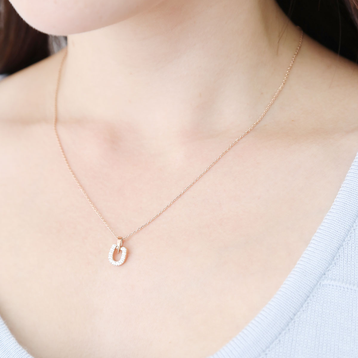 ネックレス メンズ レディース サージカルステンレス製 キュービックジルコニア Zanipolo Terzini ザニポロタルツィーニ お肌に優しい 金属アレルギー対応 蹄鉄 U字 ペアネックレス お