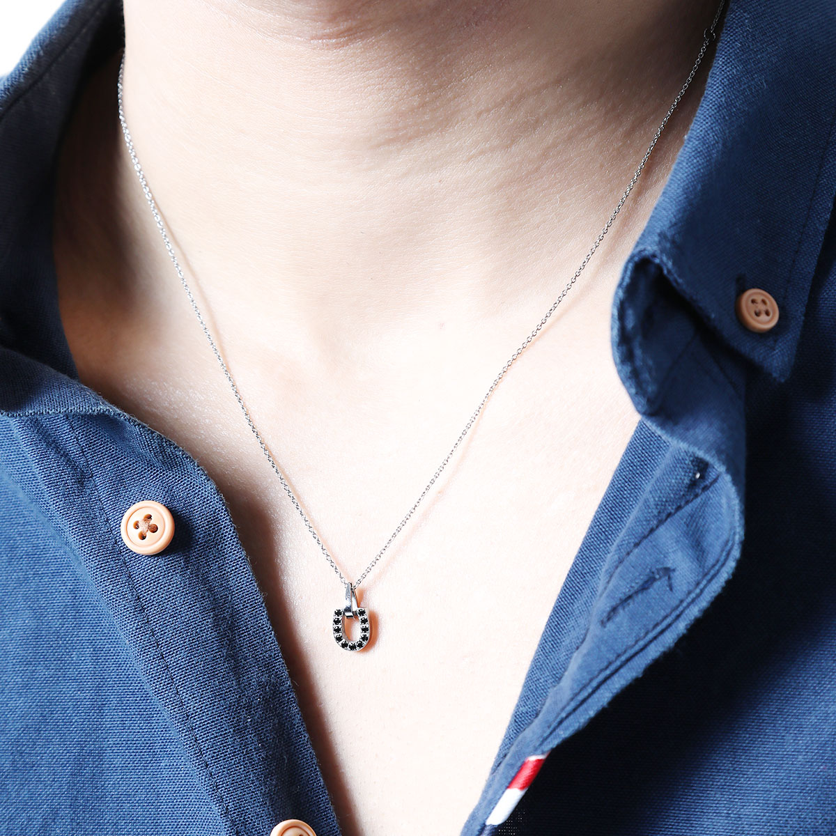 ネックレス メンズ レディース サージカルステンレス製 キュービックジルコニア Zanipolo Terzini ザニポロタルツィーニ お肌に優しい 金属アレルギー対応 蹄鉄 U字 ペアネックレス お