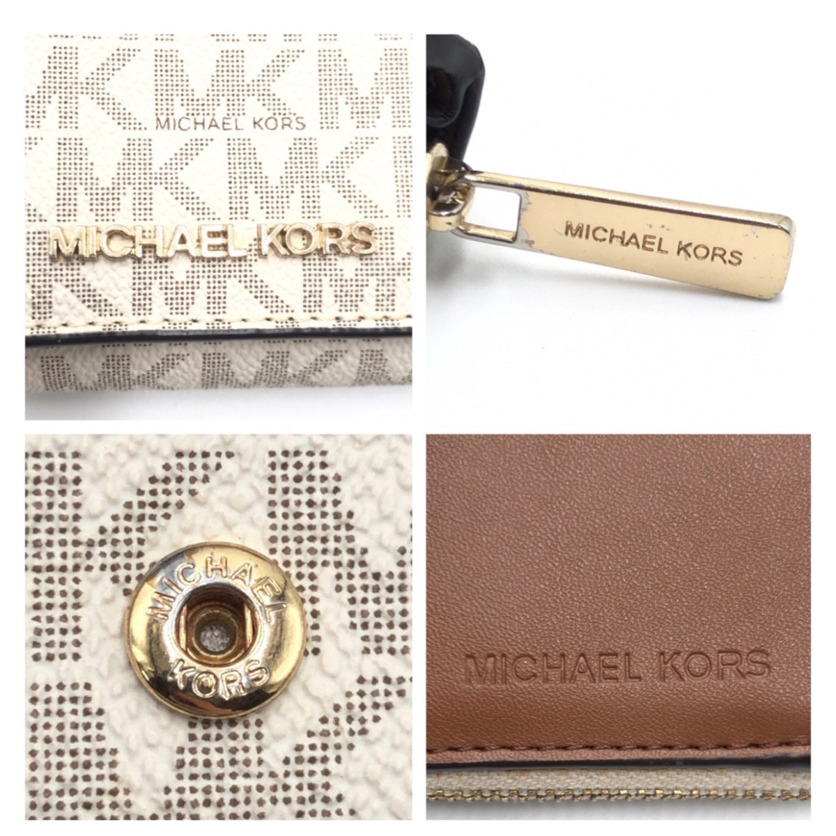 美品 ホワイト ゴールド金具 PVC 折財布 コンパクトウォレット レディース 407144 美品 ホワイト ゴールド金具 PVC 折財布 コンパクトウォレット レディース 407144