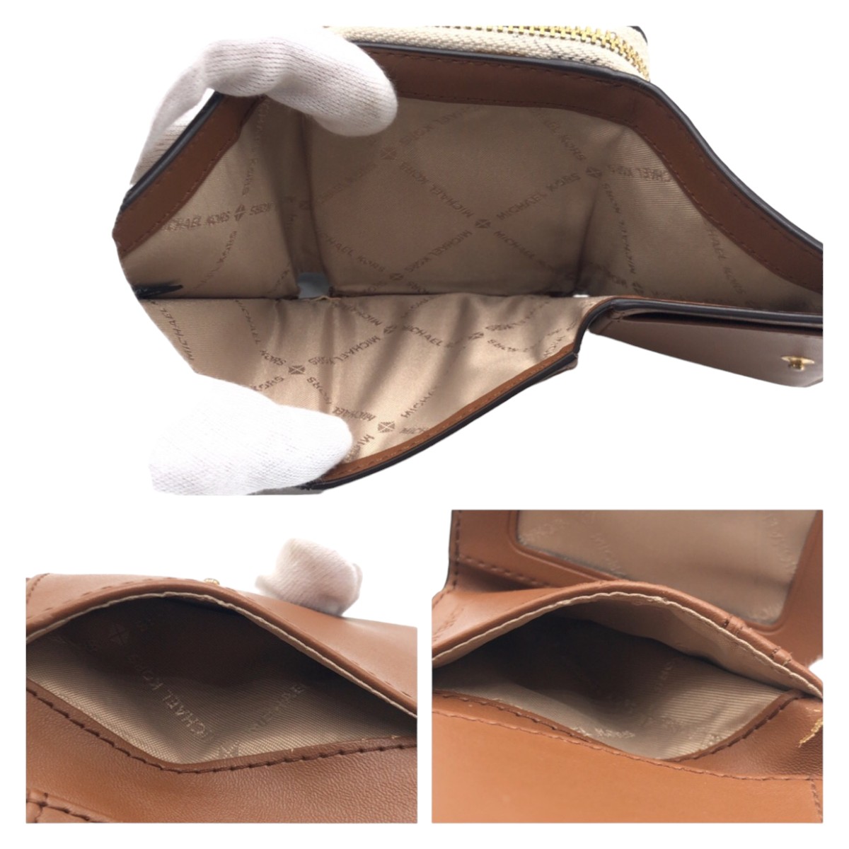 美品 ホワイト ゴールド金具 PVC 折財布 コンパクトウォレット レディース 407144 美品 ホワイト ゴールド金具 PVC 折財布 コンパクトウォレット レディース 407144