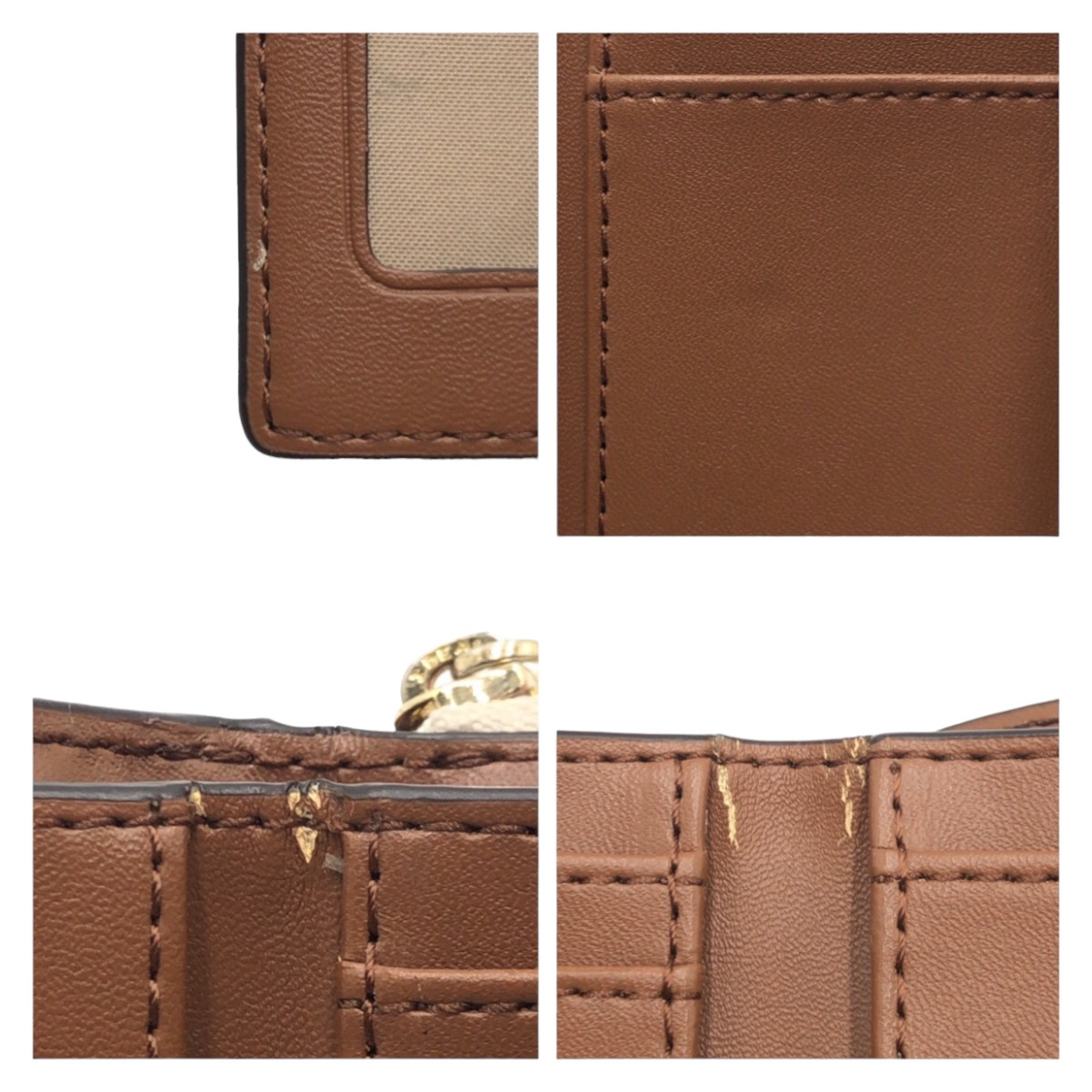 美品 ホワイト ゴールド金具 PVC 折財布 コンパクトウォレット レディース 407144 美品 ホワイト ゴールド金具 PVC 折財布 コンパクトウォレット レディース 407144