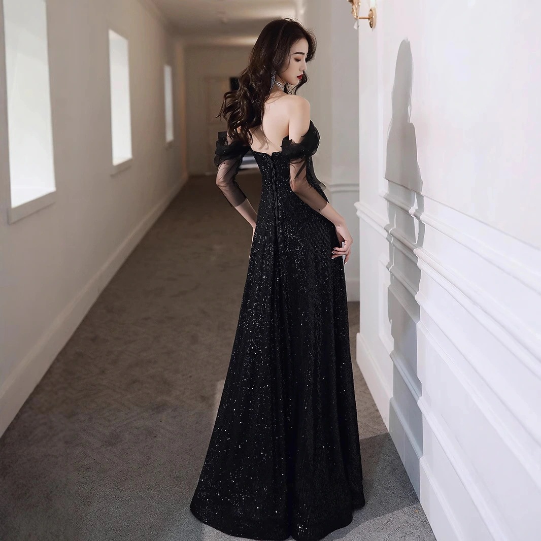 パーティードレス ドレス 黒のイブニングドレスはフランスの新しい宴会気質薄い女王のドレスをドレス パーティードレス ドレス 黒のイブニングドレスはフランスの新しい宴会気質薄い女王のドレスをドレス