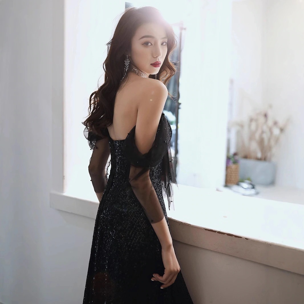 パーティードレス ドレス 黒のイブニングドレスはフランスの新しい宴会気質薄い女王のドレスをドレス パーティードレス ドレス 黒のイブニングドレスはフランスの新しい宴会気質薄い女王のドレスをドレス