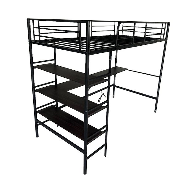 ロフトベッド シングル パイプベッド 収納棚 デスク付き 北欧風 収納 子供ベッ ロフトベッド パイプベッド シングル 収納 コンセント付き 収納