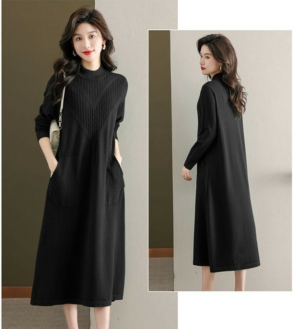 ニットワンピース レディース ハイネック ロング ワンピース 大きいサイズ 秋冬 春 セーター 柔らか ゆったり 体型カバー 着痩せ お洒落 保温 通勤 普段着 緑 黒 bs046s1 ニットワンピース レディース ハイネック ロング ワンピース 大きいサイズ 秋冬 春 セーター 柔らか ゆったり 体型カバー 着痩せ お洒落 保温 通勤 普段着 緑 黒 bs046s1