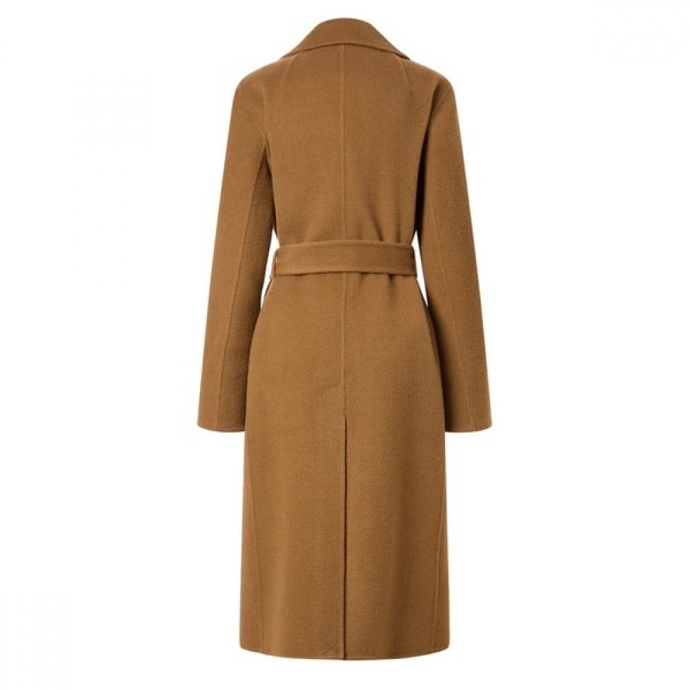 (ヘッジズレディース) 24FW ダブルボタンベルト付きハンドメイドコートキャメル HSCO4D0C2CM (ヘッジズレディース) 24FW ダブルボタンベルト付きハンドメイドコートキャメル HSCO4D0C2CM