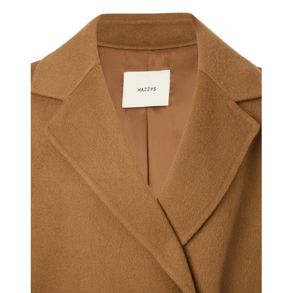 (ヘッジズレディース) 24FW ダブルボタンベルト付きハンドメイドコートキャメル HSCO4D0C2CM (ヘッジズレディース) 24FW ダブルボタンベルト付きハンドメイドコートキャメル HSCO4D0C2CM