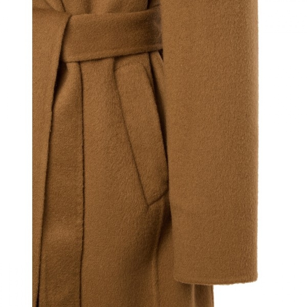 (ヘッジズレディース) 24FW ダブルボタンベルト付きハンドメイドコートキャメル HSCO4D0C2CM (ヘッジズレディース) 24FW ダブルボタンベルト付きハンドメイドコートキャメル HSCO4D0C2CM