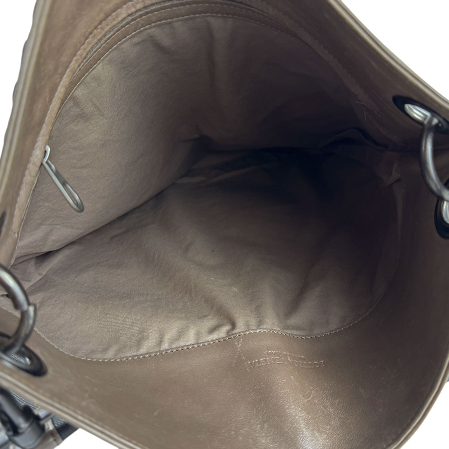 ボッテガヴェネタ BOTTEGAVENETA 斜め掛けショルダーバッグ イントレチャート レザー/キャンバス ブラウン/グレー メンズ z4905