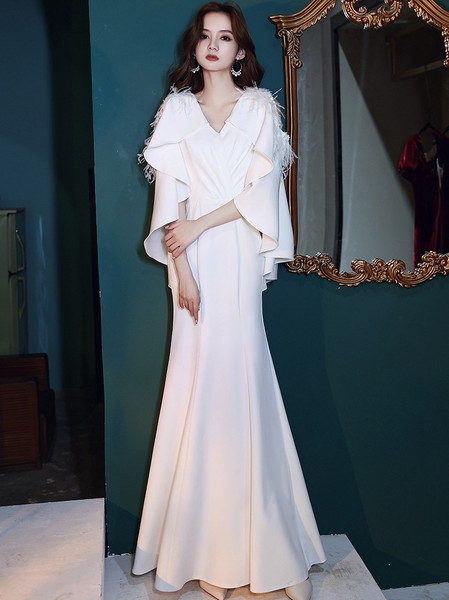 2点購入で200円割引プロモーション最終日 しなくケープドレス ポンチョドレス イブニングドレス ロングドレス マーメイドドレス 二次会ドレス 同窓会ドレス 成人式ドレス 白いドレス 白ドレス 演奏会