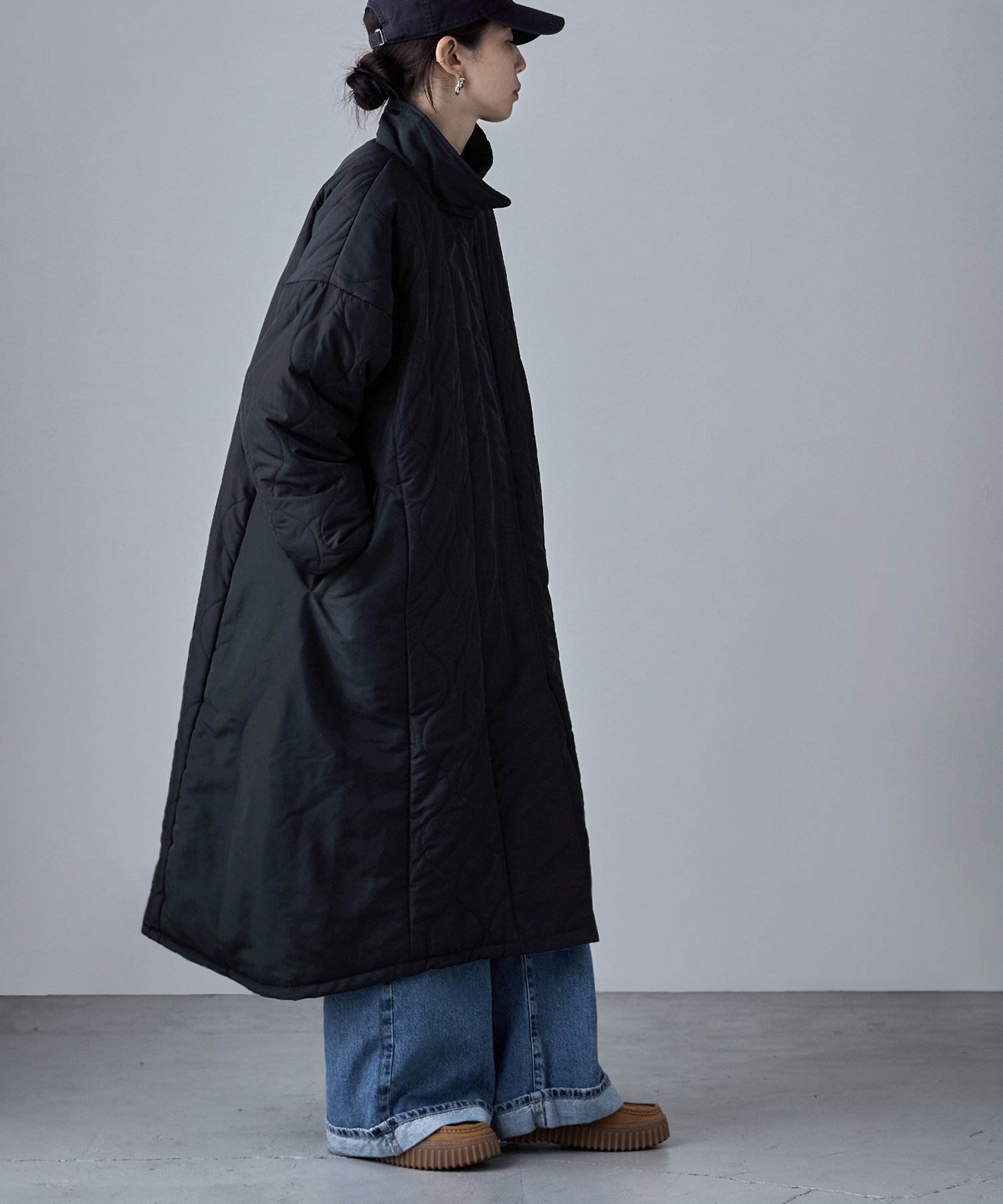 キルティング切替オフラインロングコート アウター コート ジャケット ロング キルティング 中綿 ビッグシルエット ハイネック スタンドネック ラウンドヘム Aライン オーバーサイズ ダウン風 キルティング切替オフラインロングコート アウター コート ジャケット ロング キルティング 中綿 ビッグシルエット ハイネック スタンドネック ラウンドヘム Aライン オーバーサイズ ダウン風