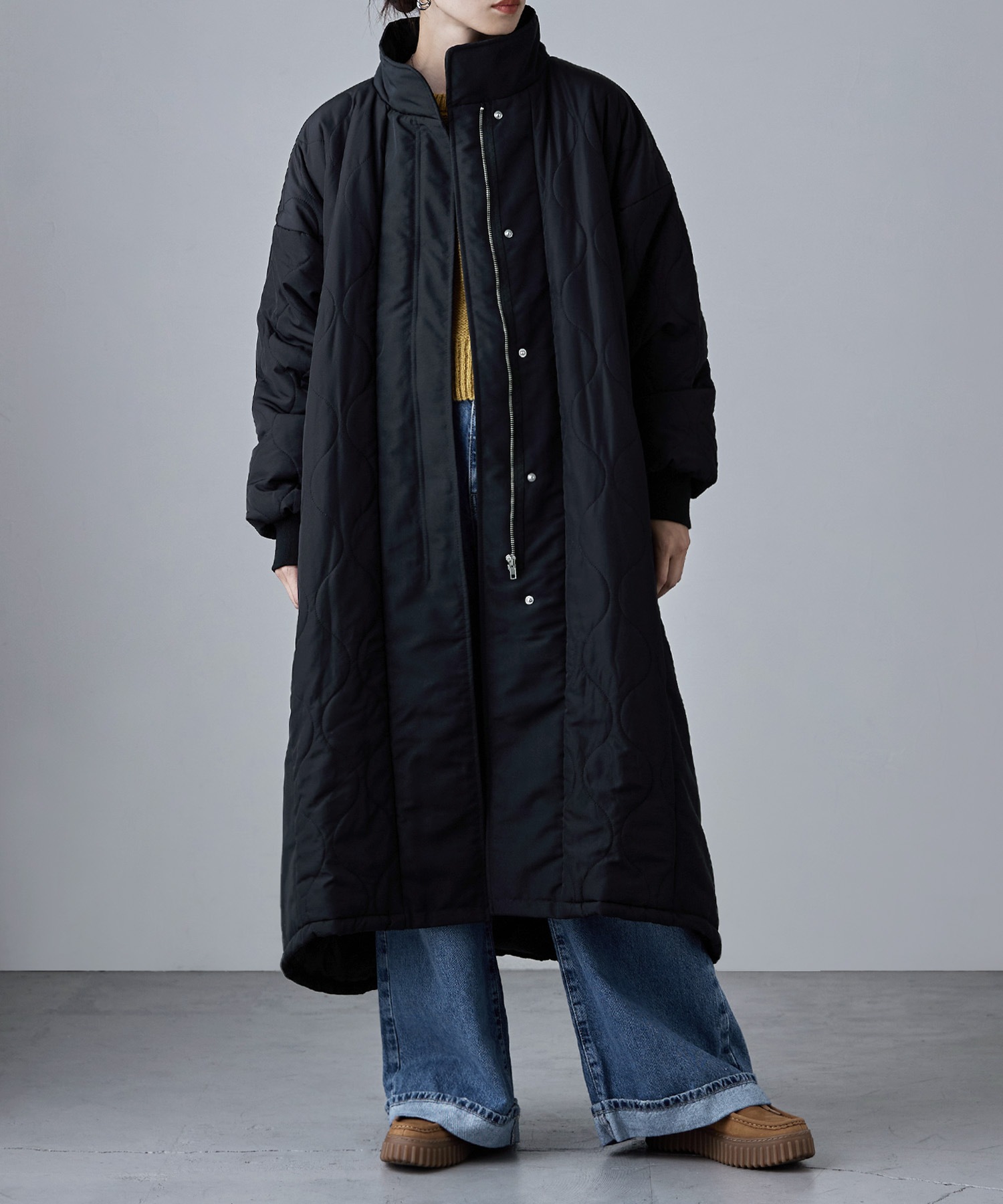 キルティング切替オフラインロングコート アウター コート ジャケット ロング キルティング 中綿 ビッグシルエット ハイネック スタンドネック ラウンドヘム Aライン オーバーサイズ ダウン風 キルティング切替オフラインロングコート アウター コート ジャケット ロング キルティング 中綿 ビッグシルエット ハイネック スタンドネック ラウンドヘム Aライン オーバーサイズ ダウン風