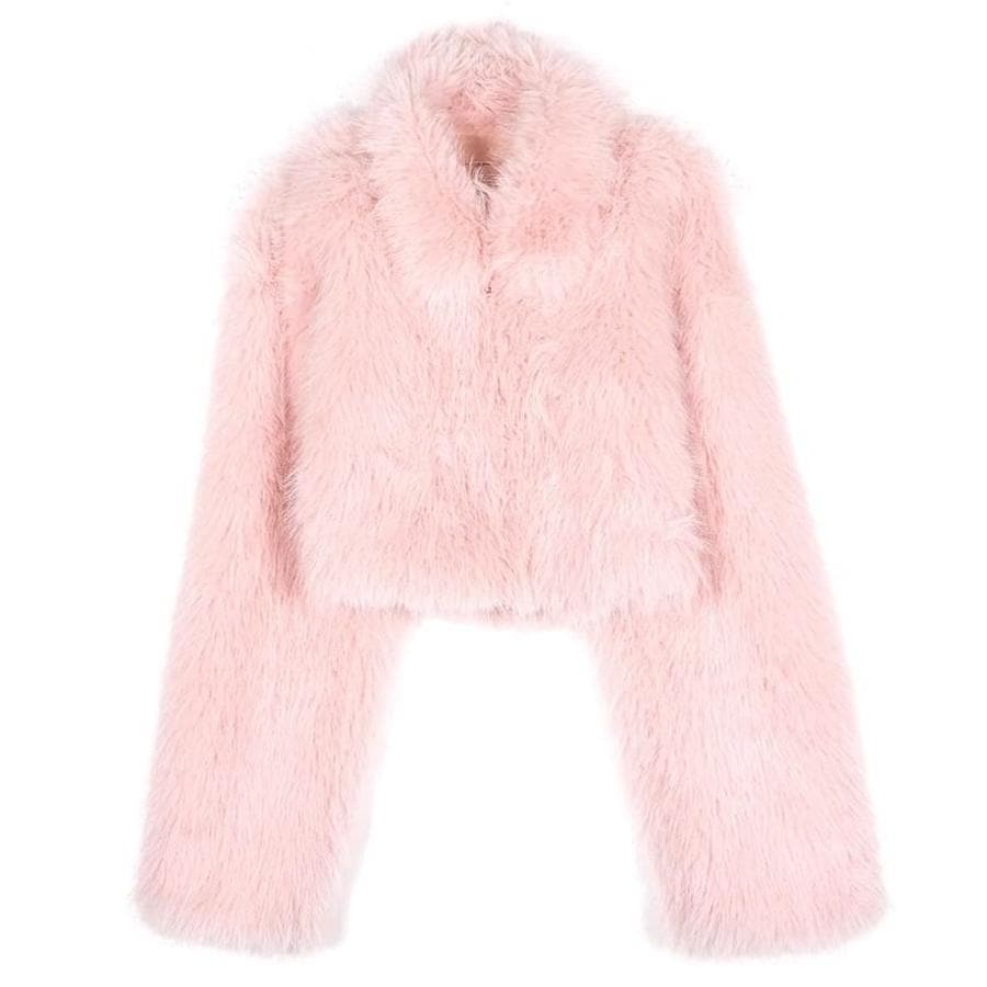 冬アウター ファーコートレディース新作秋冬ショート丈保温ピンクコートトップス 冬アウター ファーコートレディース新作秋冬ショート丈保温ピンクコートトップス