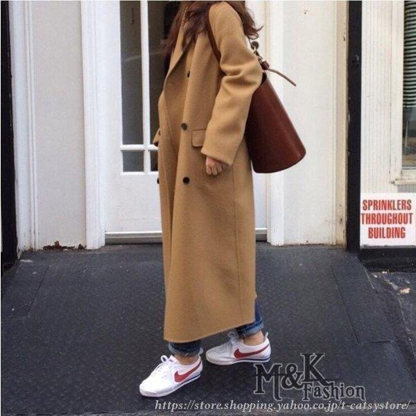 高級な質感ロングコートレディースレトロゆったりオーバーサイズダブルボタンチェスターコートキャメル黒韓国ファッション 高級な質感ロングコートレディースレトロゆったりオーバーサイズダブルボタンチェスターコートキャメル黒韓国ファッション
