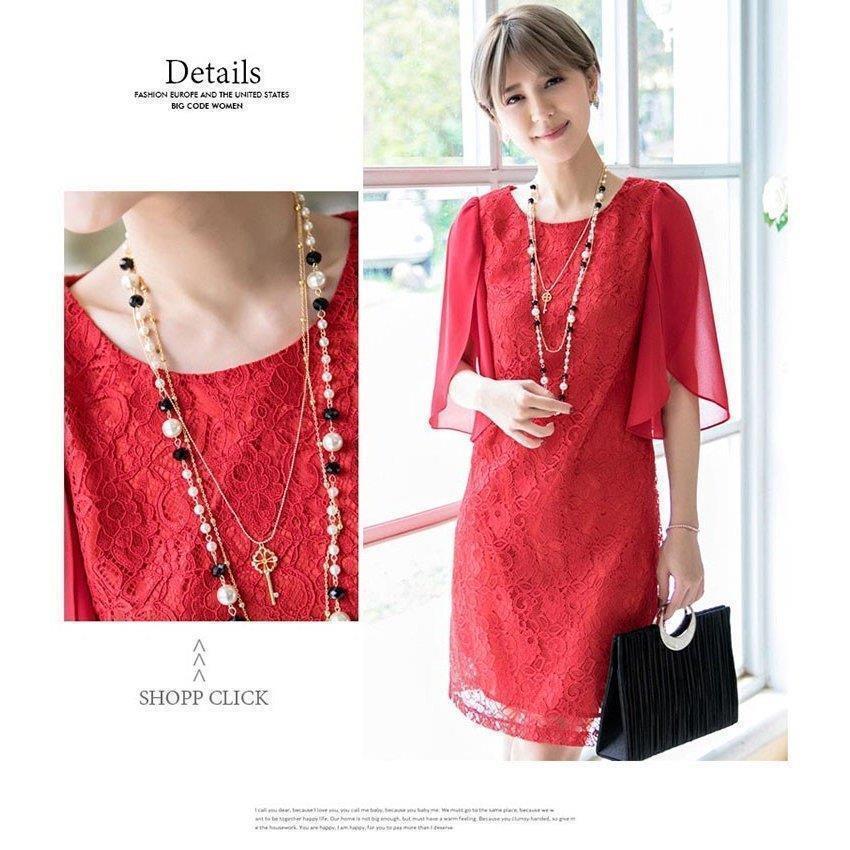 パーティードレスワンピース結婚式ドレスパーティー大きいサイズレース総レース二次会お呼ばれ服大人半袖長袖袖あり パーティードレスワンピース結婚式ドレスパーティー大きいサイズレース総レース二次会お呼ばれ服大人半袖長袖袖あり