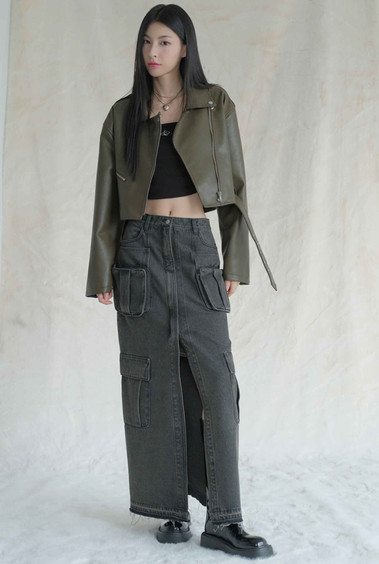 スカート AVANDRESS Evelyn Long Denim Skirt BLACK AD43SK18BK スカート AVANDRESS Evelyn Long Denim Skirt COTTON BLACK