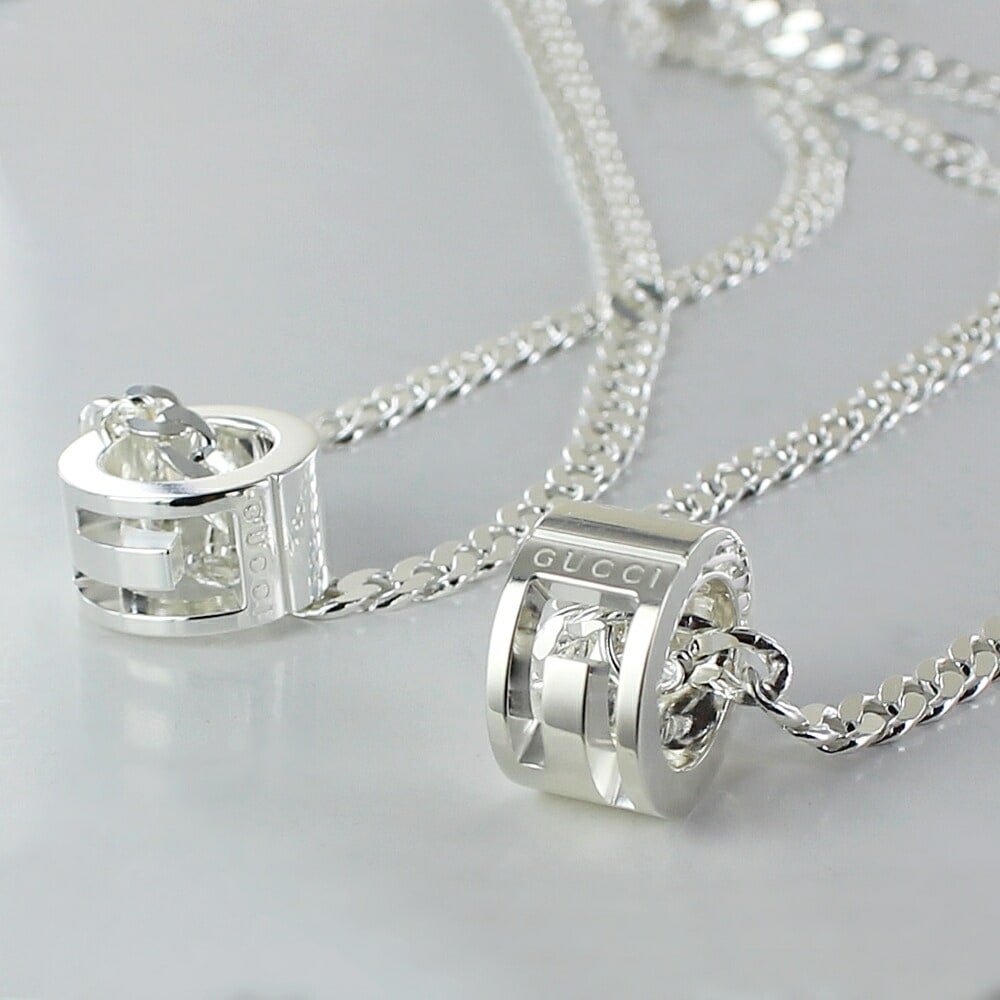 ペアネックレス GUCCI グッチ Gリング ネックレス ペア カップル お揃い プレゼント レディース メンズ ペンダント 誕生日 プレゼント 記念日 贈り物 ジュエリー チェーンネックレス シルバ
