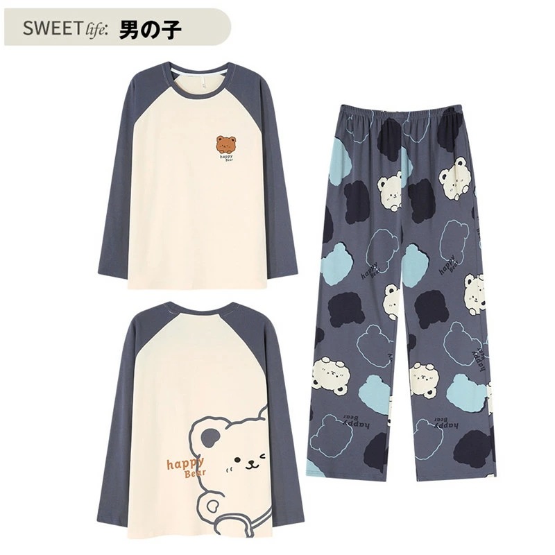 【男女セットの価格】送料無料 ペアパジャマ ルームウェア 部屋着 普段着 100%綿 上下セット ホームウェア 春夏秋 寝巻き 寝間着 セットアップ ペアで揃えられる カップル 恋人 結婚