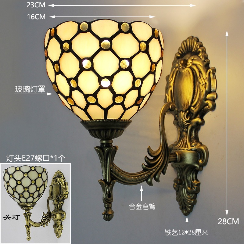 アメリカンレトロ壁灯手作りステンドグラスのランプシェード民宿レストラン壁灯廊下通路灯 アメリカンレトロ壁灯手作りステンドグラスのランプシェード民宿レストラン壁灯廊下通路灯