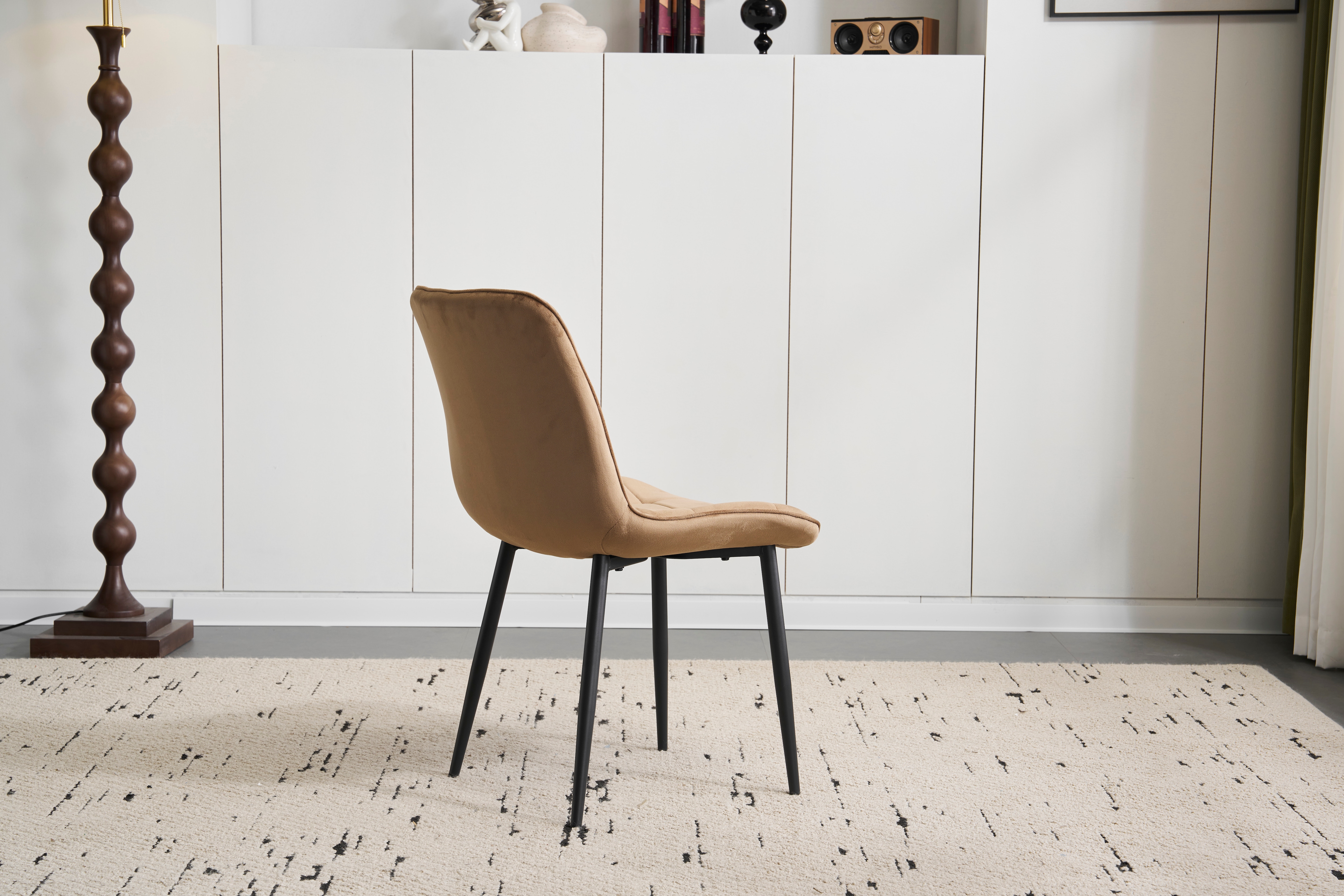 2脚】ダイニングチェア 椅子 ベルベット座面 コンパクト スチール脚