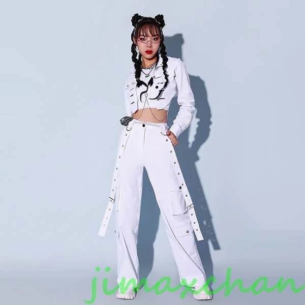 kpop 衣装 ダンス 衣装 レディース 白 スーツ セットアップ ヒップホップ 大人 へそ出し ベスト ジャケット カーゴパンツ ホワイトパンツ へそ出し 3点セット kpop 衣装 ダンス 衣装 レディース 白 スーツ セットアップ ヒップホップ 大人 へそ出し ベスト ジャケット カーゴパンツ ホワイトパンツ へそ出し 3点セット